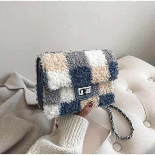Fashion womens shoulder bag ladies lipstick Messenger bag female mobile phone handbags wool color matching girl bag new bags