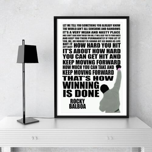 Rocky Quote Print Thats How Winning Is Done Modern Wall Art Poster Canvas Painting Black White Picture Home Room Wall Decor