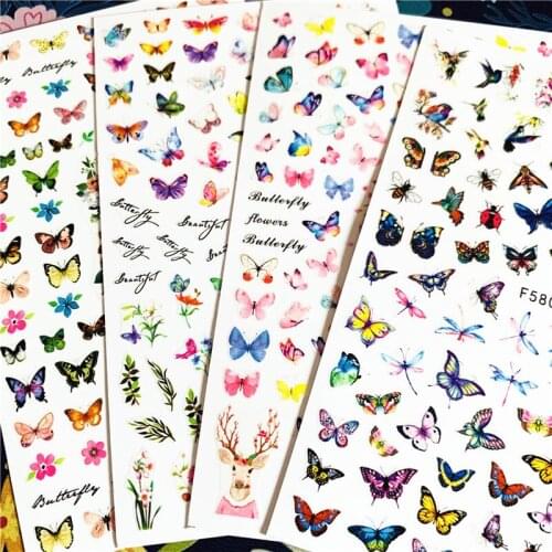 Newest F-624-625-626 Spring Butterfly 3d nail art sticker nail decal stamping export japan designs rhinestones decorations