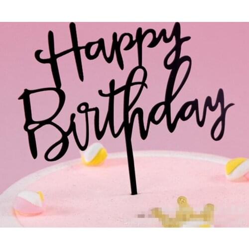 New 1 pcs Rose Gold Silver Pink Happy Birthday Acrylic Alphabet Cake Topper Children Birthday Party Cake Decoration