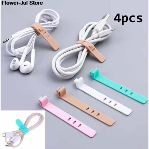 2/4Pcs Silicone Cable Organizer USB Data Wrap Cord Winder Wire Protector Holder Office Stationary Desk Set Accessories Supplies