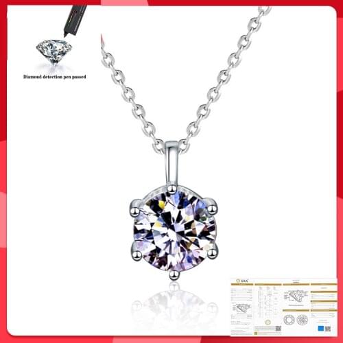 Excellent Cut D Moissanite Pendants Necklaces Pass Diamond Test Round VVS1 Moissanite Necklace Statement Jewelry