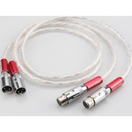 Pair Audiocrast AS220 Silver Plated Crystal Strands Audio Cable With Silver plated 3pins XLR Balanced cable,xlr connector,audio