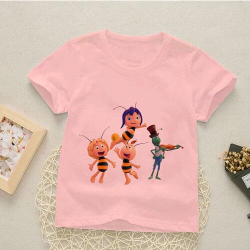 Casual Short Sleeve T-Shirts For Boys Girl Tops Kids Clothing Baby Girls TShirt Maya The Bee Printed Size 2 3 4 5 6 7 8 9 Years