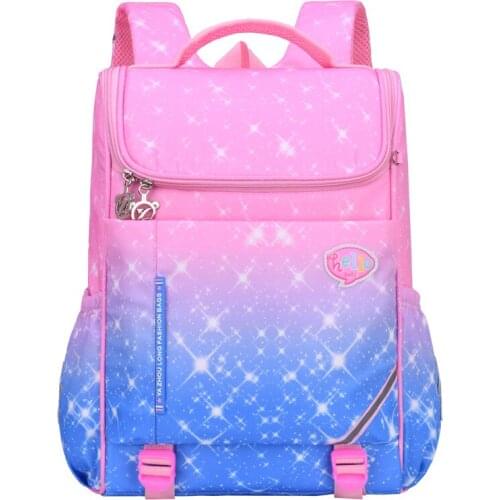 Gradient color princess school bag for teen girls boys High quality nylon orthopedic Pupils backpack Kids schoolbags