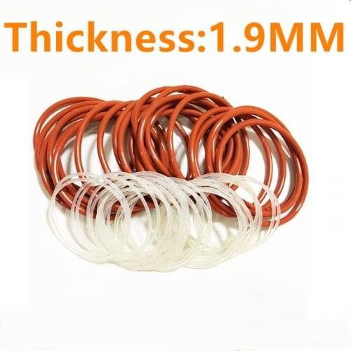 CS1.9mm Silicone O RING OD 5/5.5/6/6.5/7/7.5/8/8.5/9*1.9 mm 100PCS O-Ring VMQ Gasket seal Thickness 1.9mm ORing White Red Rubber