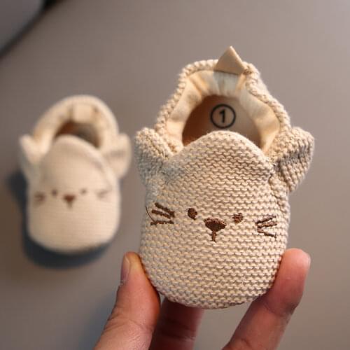 VALEN SINA New Adorable Infant Slippers Toddler Baby Boy Girl Knit Crib Shoes Cute Cartoon Anti-slip Prewalker Baby Slippers