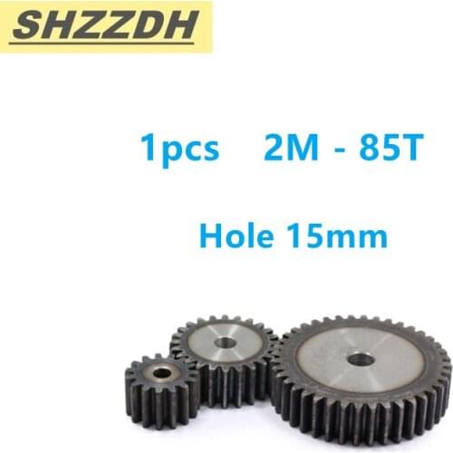 1pcs 2M 85T inner hole 15mm spur gear standard hole 90 degree 45# steel quenching processing
