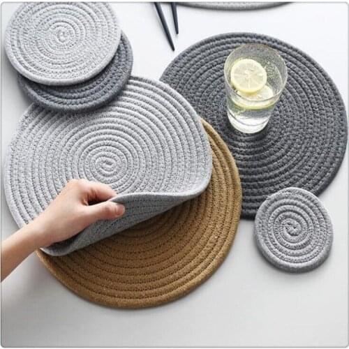 11/18/24/30cmRound Heat Insulation Pad non-Slip Placemat Cotton And Linen Woven Placemat Hotel Restaurant Accessories Decoration