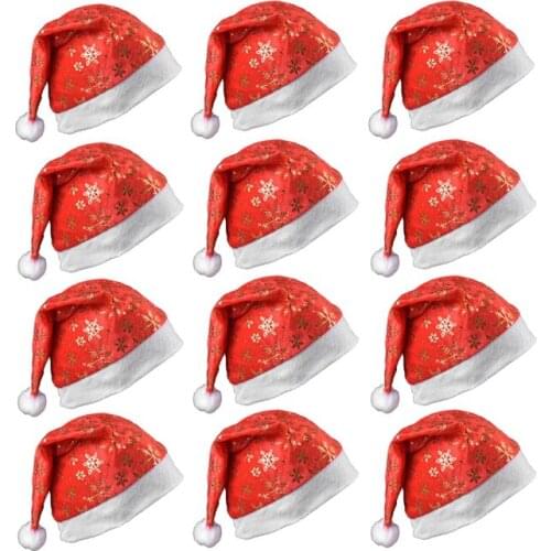 12PCS Christmas hats Gold/silver Velvet Christmas hats for christmas gifts/party, Santa Claus hats suitable for adults and Kids