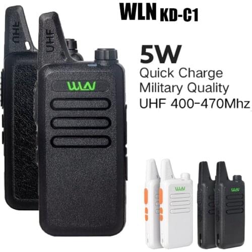 2PCS WLN KD-C1 Walkie Talkie UHF 400-470 MHz 16 Channel MINI Handheld Transceiver KD C1 Two Way Radio Ham Communicator Radio