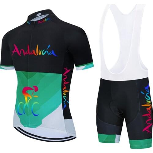 2021 Bicycle Team Andalucia Short Sleeve Maillot Ciclismo Mens Cycling Jersey Kits Summer Breathable Cycling Clothing Sets