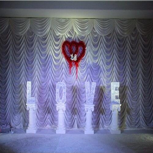 3M x 6M Pure White Wedding Backdrop with Water Fall Stage Curtain Decoration