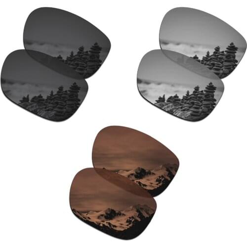 SmartVLT 3 Pairs Polarized Sunglasses Replacement Lenses for Oakley LBD Stealth Black and Silver Titanium and Amber Brown