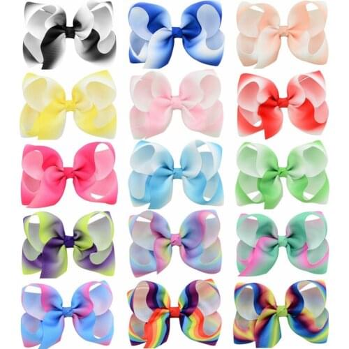 32 pcs/lot, 3.9 inches Twist Rainbow Hair Bow Clips , School Rainbow Bows Alligator Hair Clips for Girls Kids You choose colors