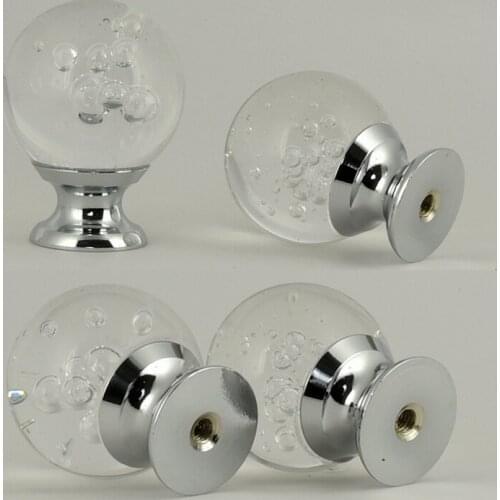 10pcs 30mm Clear Glass Ball Cabinet Knob Cupboard Drawer Pull Handle for Cupboard, Kitchen and Bedroom Furniture Shutters