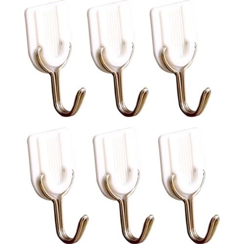 6PCS Plastic White Strong Stick Hook Bathroom Kitchen Wall Hangers Self Adhesive Door Hook Door Suction Cup Suckers