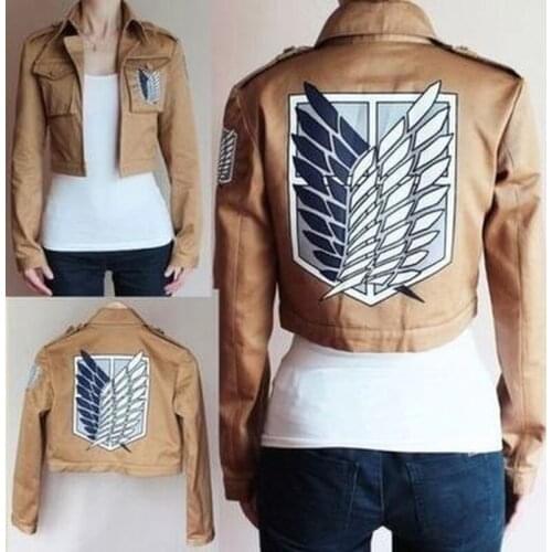 Attack On Titan Cosplay Costume Japanese Anime Shingeki No Kyojin Cosplay Jacket Brown Coat Uniform for Women Men Adult