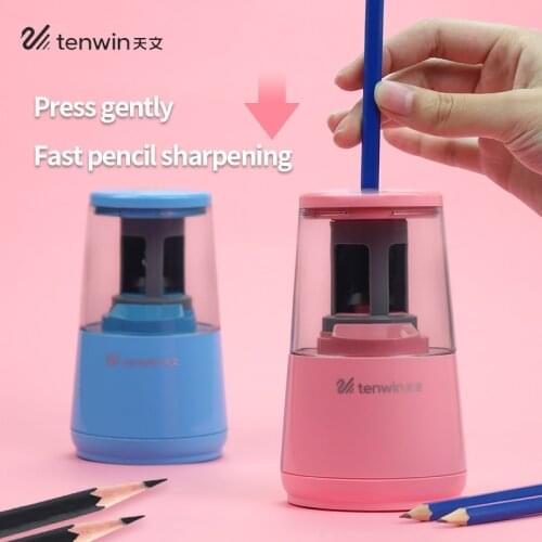 Tenwin 8020 Electric Auto Pencil Sharpener Colored Pencil Sharpener Stationery Battery/Pluggable Charge Powered Student Supplies