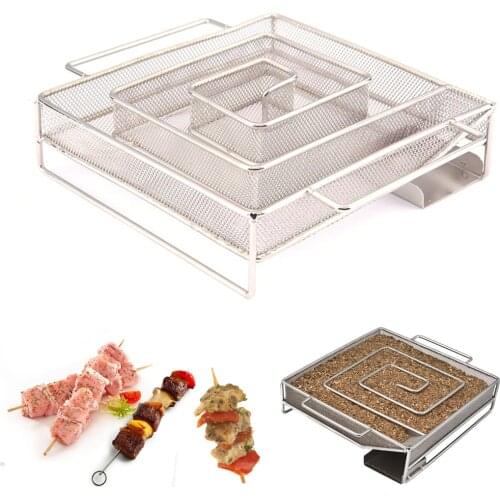 Stainless Steel Cold Smoke Generator BBQ Accessories Smoker Generator Cooking Tools Smoked Basket Salmon Bacon Fish Smoking Box