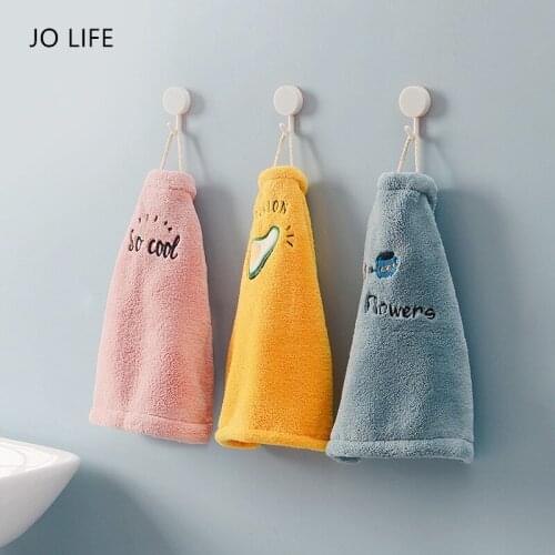JO LIFE Hanging Coral Velvet Hand Towel Soft Absorbent Tableware Cleaning Cloth 24*27cm Dishcloth Kitchen Accessories
