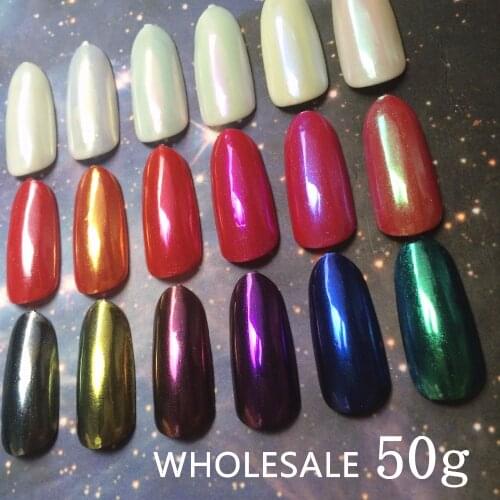 50g WHOLESALE CERAMIC POWDER Shining Mirror Powder Nails Chrome Nail Polish Magic Effect Pigment Powder Sequins Nail Art Glitter