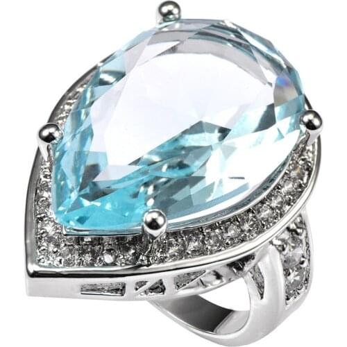Light Blue Crystal Zircon With Multi White Crystal Zircon 925 Sterling Silver Ring Factory price Size 6 7 8 9 10 11 F1498