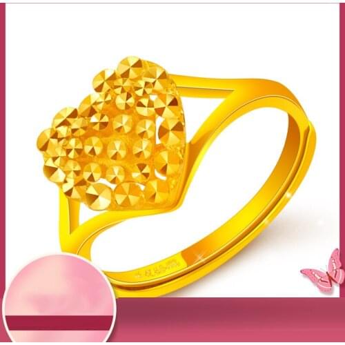 YSF 24K Pure Gold Ring Real AU 999 Solid Gold Rings Shiny Heart Beautiful Upscale Trendy Classic Jewelry Hot Sell New 2020