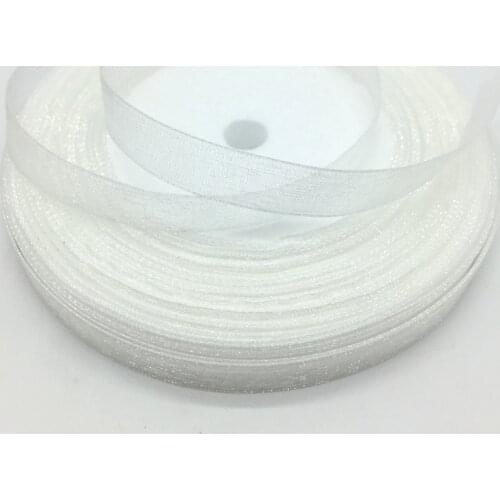 A roll 50 Yards 3/8" 10mm Ribbon Wedding Party Decoration Organza Ribbon Gift Wrapping Hair Bows DIY Christmas Ribbon #White