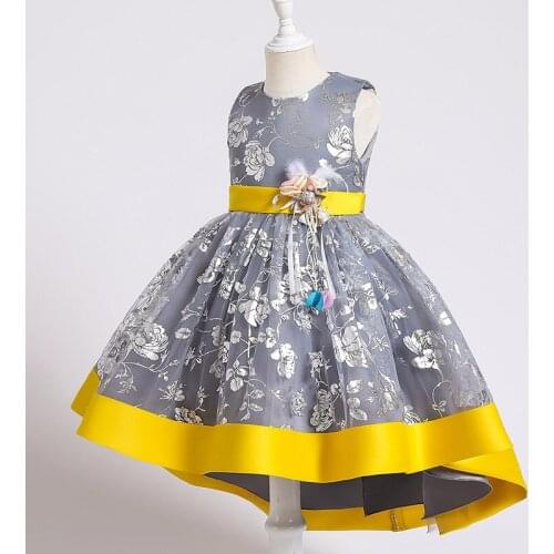 Summer Lace Print Formal Flower Wedding Gown Princess Dresses Bridesmaids Mullet Children Kids Party For Girl Clothes Costumes