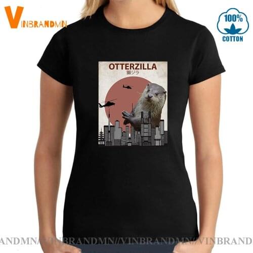 Hot Sale Fashion Otterzilla Funny Otter T-Shirt Cute Gift For Otter Lovers Tees Women Cool Shirt Harajuku Streetwear