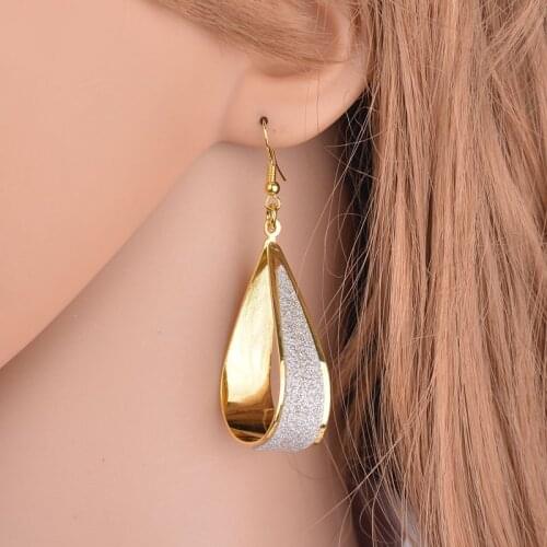 Fashion Frosted Gold Earrings Charming Temperament Water Drop Earrings for Women Dream Wedding Party Jewelry Accessories