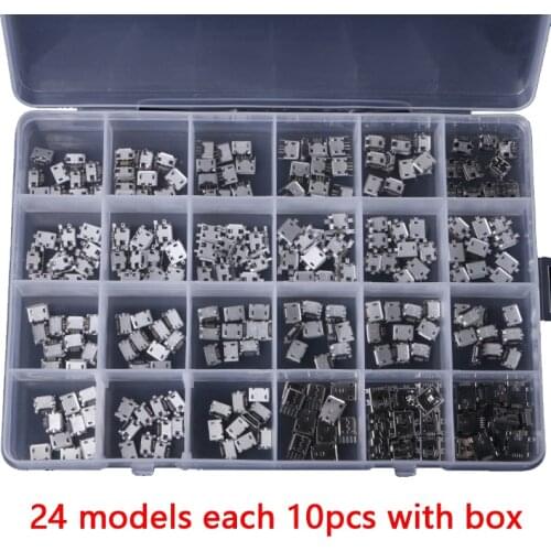 24 Models Micro USB Connector Socket Jack USB Connectors Set For MP3/4/5 Lenovo ZTE Huawei Samsung SONY Xiaomi HTC