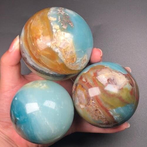 Natural Caribbean Calcite Crystal Ball Polished Healing From Chakra