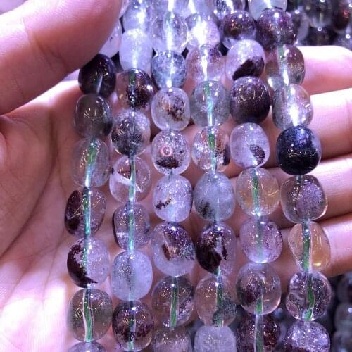 Wholesale 2strings Natural Green Phantom Crystal Gem Stone Polished Nugget Beads,Genuine Gem Jewelry Making Beads,15.5"/str