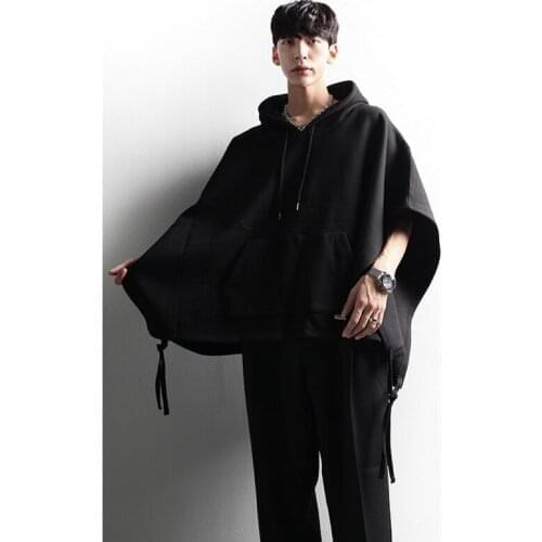 Original mens color contrast design hooded with velvet thickened new autumn and winter art jacket