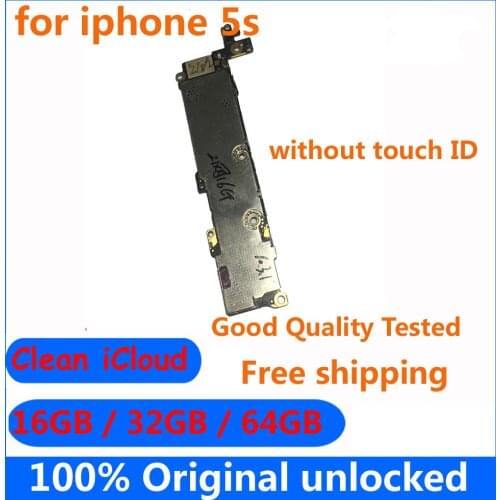 Original Unlocked Motherboard for iphone 5s with Clean icloud & IOS System mainboard 16GB 32GB 64GB Without touch ID Logic board