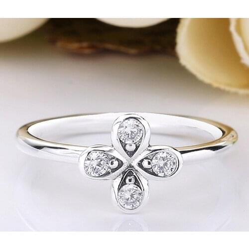 Original Lucky In Love Clover Rings With Crystal For Women 925 Sterling Silver Ring Wedding Party Gift Fine Jewelry