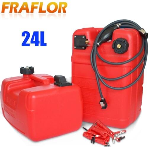 Outboard Nozzle Fuel Tank 24L with Fuel Pipe Fuel Cap And 1/4" Hose Line Outboard Engine Fuel Line Connector Engine Oil Cans