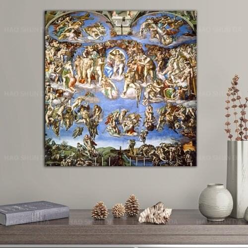 The Last Judgment by Michelangelos Sistine Chapel Posters and Prints Canvas Art Painting Wall Picture Living Room Home Decor