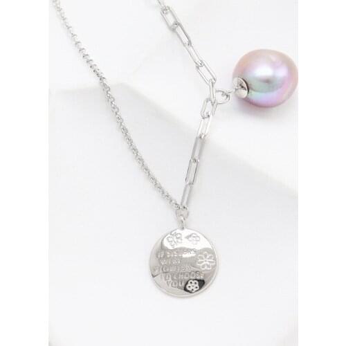 Baroque Style Silver Necklace Pendant for Daily Wear 11mm Natural Freshwater Pearl Silver Pendant Gift for Young Girl