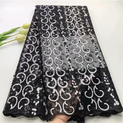 SJ Lace 2021 African Sequin Lace Fabric Embroidery Nigeria Mesh Lace Fabric Bridal High Quality French Tulle Lace Fabric 2-52