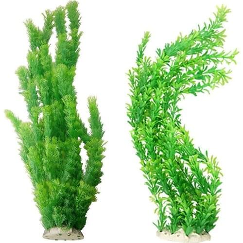 Aquarium Decoration Artificial Fish Tank Decoration Green Plastic Plant Decoration Can Safely Store All Fish 2 Pieces
