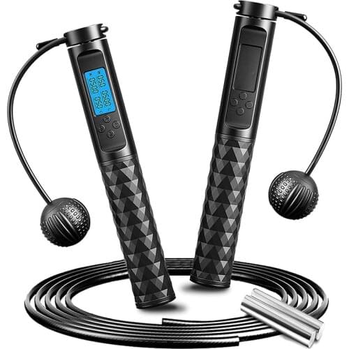 Weighted Jump Rope with Counter Adjustable Skipping Rope With Anti-Slip Handles for Men Women Kids Fitness Exercise Training