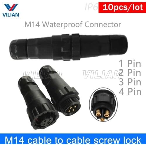 M14 waterproof Electrical wire Connector male female plug IP67 led outdoor display socket cable to cable 10 units
