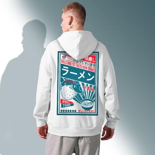 UPRISING Hoodies Japanese Harajuku Men Hip Hop Dolphin Noodle Ship Cartoon Streetwear long Sleeve Top Hoodies, Sweatshirts