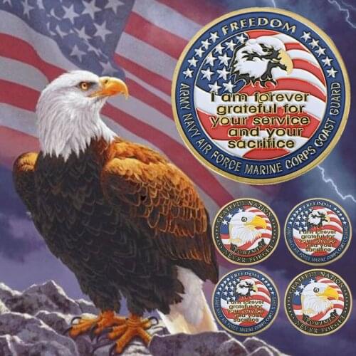 WR US Army Navy Air Force Marine Corps Coast Guard Customized Coins 24K Gold Plated Challenge Metal Coins For Collection
