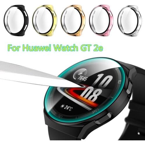 2in1 Plating PC+Tempered Glass Protective Cover For Huawei Watch GT 2e Case Full Coverage Protector Sleeve Shell For Huawei GT2e
