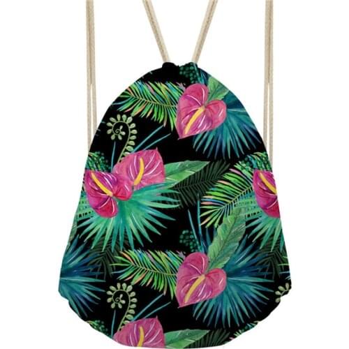 Noisydesigns Tropical Plants Leaves Printed Backpack Women Girls New Drawstring Bag Casual Travel Feminine Backpacks Sac A Dos