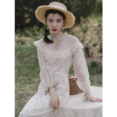 WAVSIYIER party dress vintage long sleeve runway dresses women luxury elegant 2020 boho autumn winter a-line lace vestidos lady